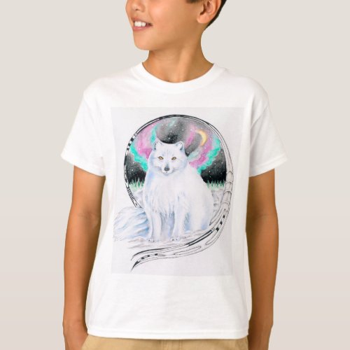 Arctic Fox Watercolor Ink T_Shirt
