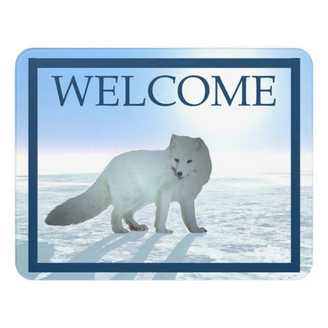 Arctic Fox - Welcome Door Sign (Contemporary Front)