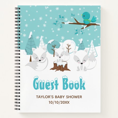 Arctic Fox Winter Baby Shower Guest Book