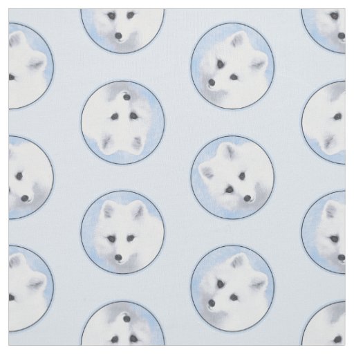 Arctic Fox Winter Painting Original Wildlife Art Fabric