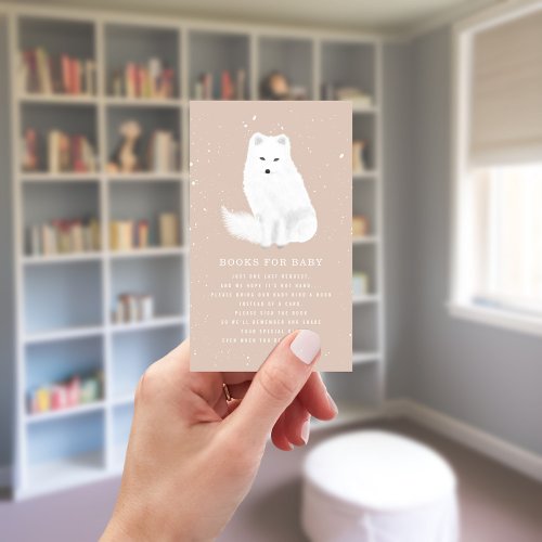 Arctic Fox Winter Pink Baby Shower Book Request Enclosure Card