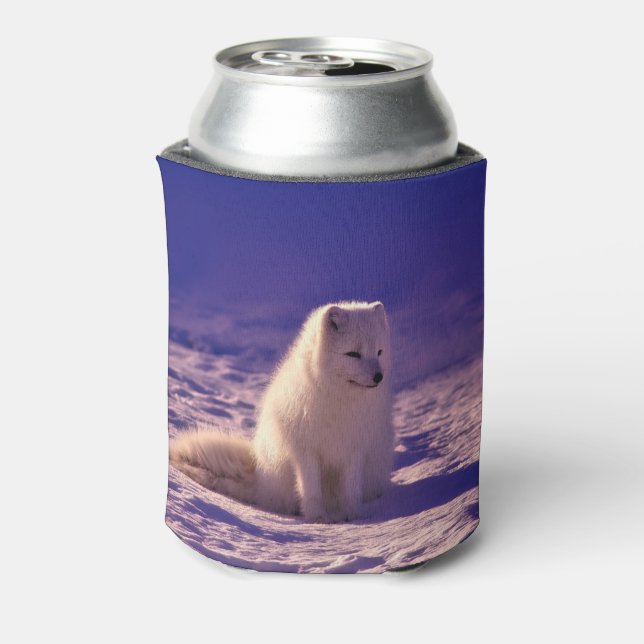 Arctic Fox Winter Snow Landscape Can Cooler (Can Back)