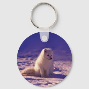 Arctic Fox Winter Snow Landscape Keychain