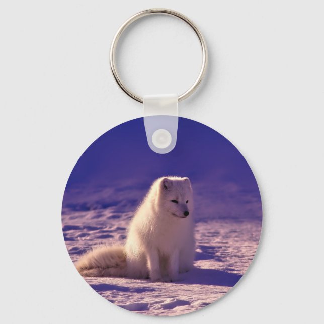 Arctic Fox Winter Snow Landscape Keychain (Front)