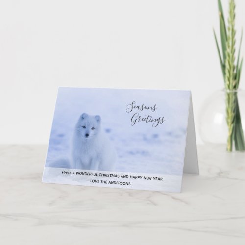 Arctic Fox Winter Snow Xmas Photo Personalized Holiday Card