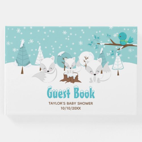 Arctic Fox Winter Wonderland Baby Shower Guest Book