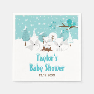 Arctic Fox Winter Wonderland Baby Shower Napkins