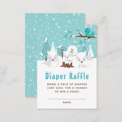 Arctic Fox Winter Wonderland Diaper Raffle Enclosure Card