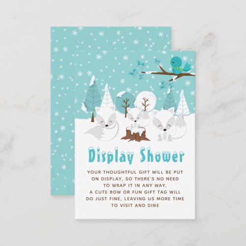 Arctic Fox Winter Wonderland Display Baby Shower Enclosure Card