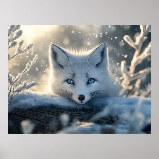 Arctic Fox with Mesmerizing Blue Eyes  Poster (Front)