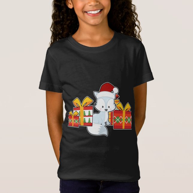 Arctic Fox with Santa Hat - Cute Christmas Arctic  T-Shirt (Front)