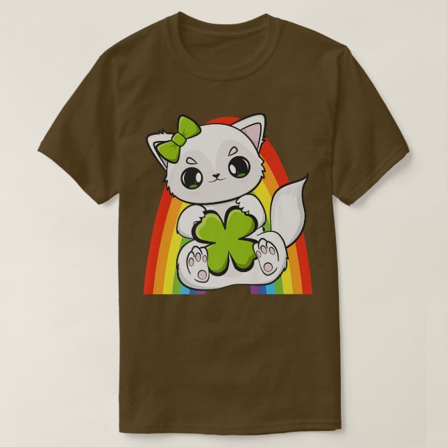 Arctic Fox With Shamrock For Irish St Patricks Day T-Shirt (Design Front)