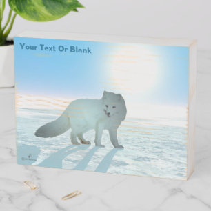 Arctic Fox Wooden Box Sign