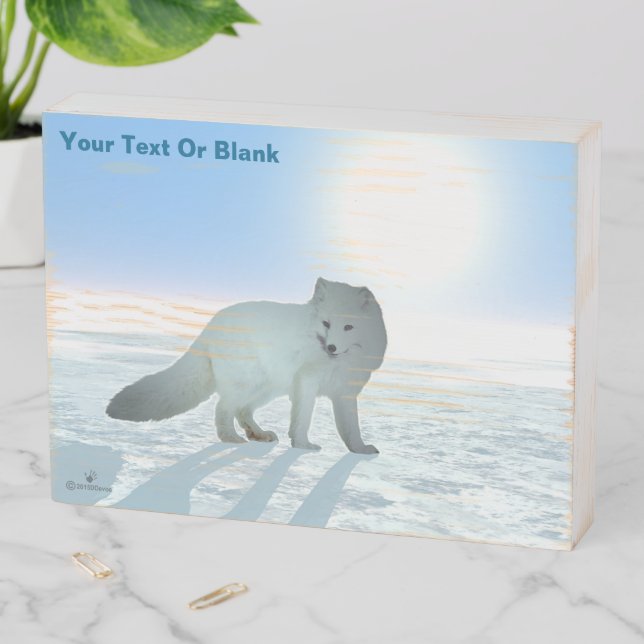 Arctic Fox Wooden Box Sign (In Situ Horizontal)