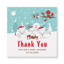 Arctic Foxes Christmas Baby Shower Thank You Favor Tags