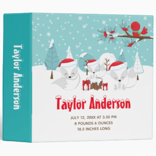 Arctic Foxes Christmas Wonderland Birth Statistics 3 Ring Binder