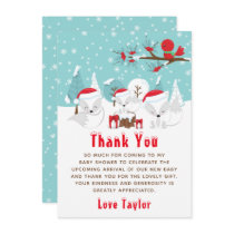 Arctic Foxes Christmas Woodland Baby Shower Thank You Card