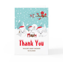 Arctic Foxes Christmas Woodland Baby Shower Thank You Card