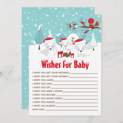 Arctic Foxes Christmas Woodland Wishes For Baby Invitation