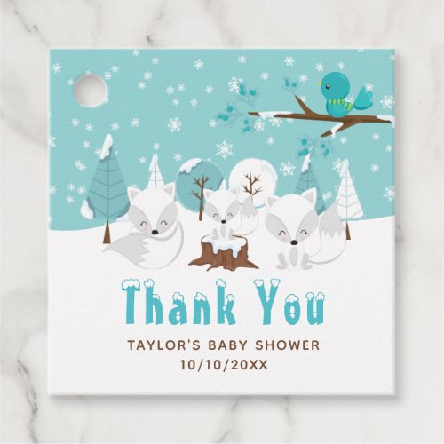 Arctic Foxes Winter Baby Shower Thank You Favor Tags