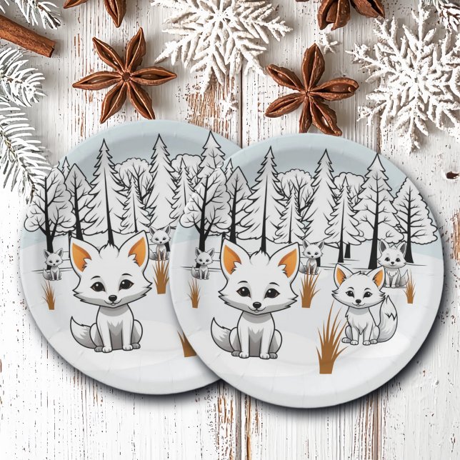 Arctic Foxes - Winter Landscape Paper Plates (Creator Uploaded)