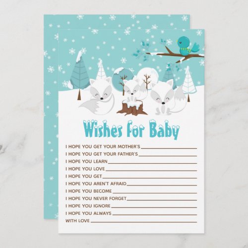 Arctic Foxes Winter Wonderland Wishes For Baby Invitation