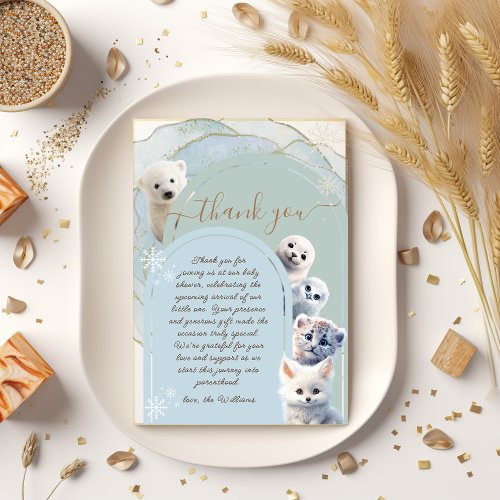 Arctic Fuzzy Animal Arch Baby Shower  Thank You Card