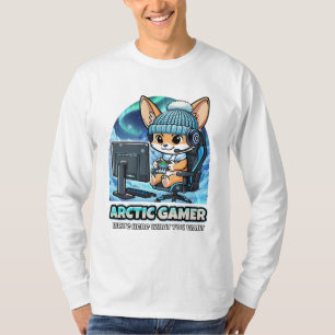 Arctic Gamer Fennec Fox - Winter Gaming Aurora Bor T-Shirt