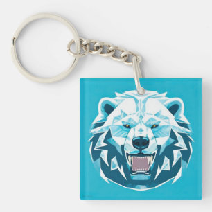 🐻 Arctic Geometric Polar Bear Power Charm 🐻 Keychain