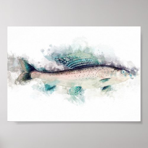 Arctic grayling Aquarelle Art Fishing Enthusiasts Poster