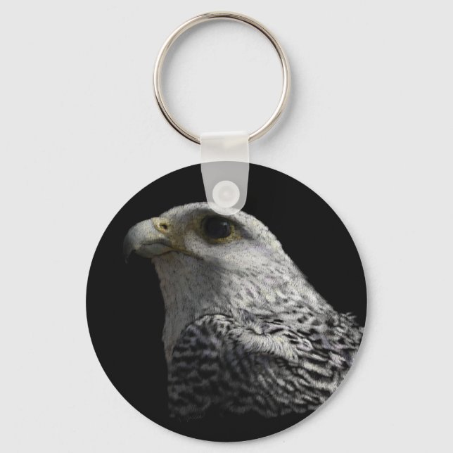 Arctic Gyrfalcon Portrait Painting Keychain (Front)