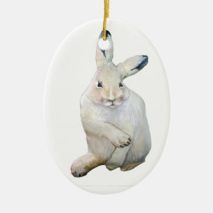Arctic Hare Ceramic Ornament