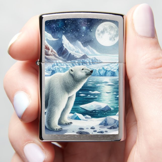 Arctic Ice Polar Bear Zippo Lighter (In Hand)