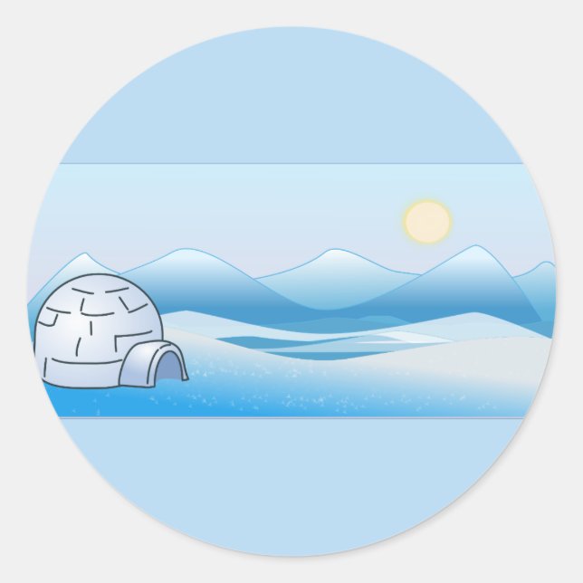 Arctic Igloo Blue Classic Round Sticker (Front)