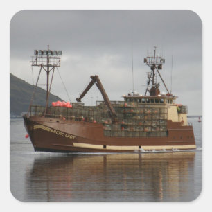 Arctic Lady, Crab Boat in Dutch Harbor, AK Square Sticker