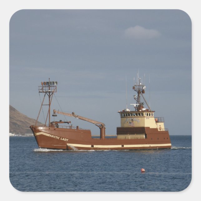 Arctic Lady, Crab Boat in Dutch Harbor, Alaska Square Sticker (Front)