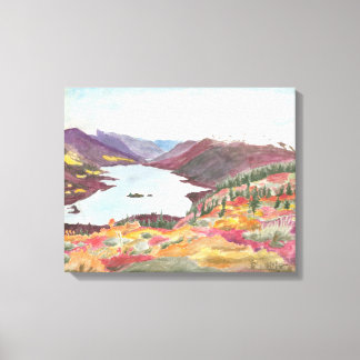 Arctic Lake in Autumn: Watercolor Canvas Standard Print
