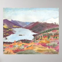 Arctic Lake in Autumn Watercolor: Print