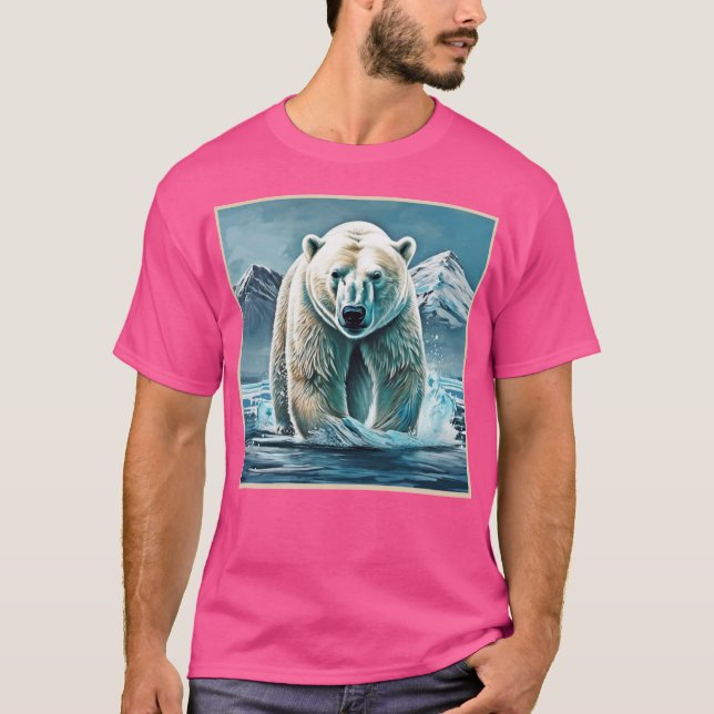 Arctic Majesty: Best Polar Bear Paint Art T-Shirt (Front)