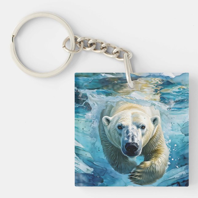 Arctic Mirage: The Swimming Monarch Keychain (Front)
