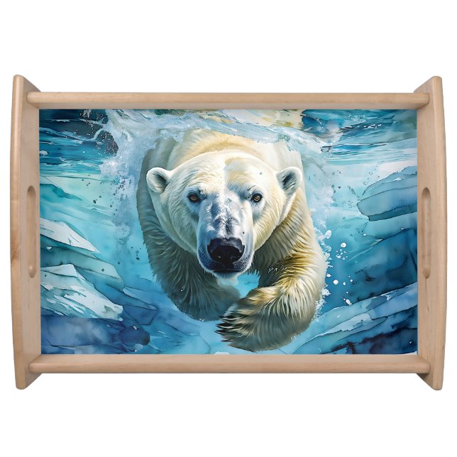 Arctic Mirage: The Swimming Monarch Serving Tray (Front)