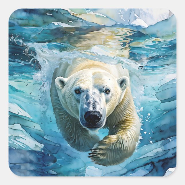 Arctic Mirage: The Swimming Monarch Square Sticker (Front)