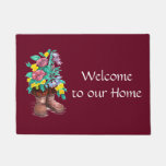 Arctic Mukluk Wildflower Brown Boot Welcome Home Doormat at Zazzle