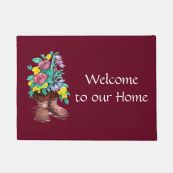 Arctic Mukluk Wildflower Brown Boot Welcome Home Doormat by ScrdBlueCollectibles at Zazzle