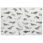 Arctic Narwhals and Belugas Pattern Fabric