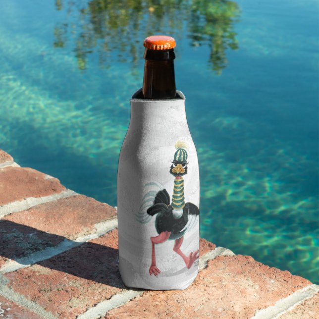 Arctic Ostrich on the Run Bottle Cooler (In Situ Pool)
