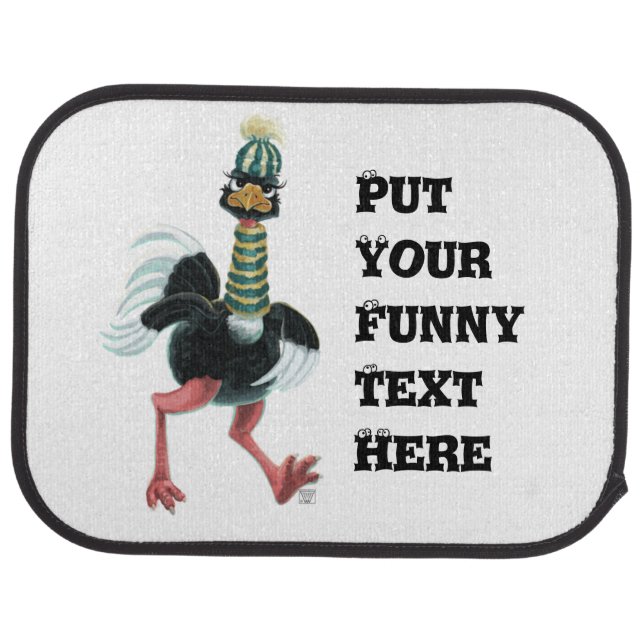 Arctic Ostrich on the Run Car Floor Mat (Rear)