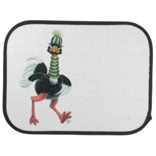 Arctic Ostrich on the Run Car Floor Mat