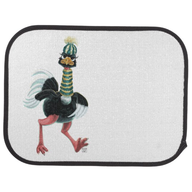 Arctic Ostrich on the Run Car Floor Mat (Rear)