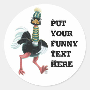 Arctic Ostrich on the Run Classic Round Sticker